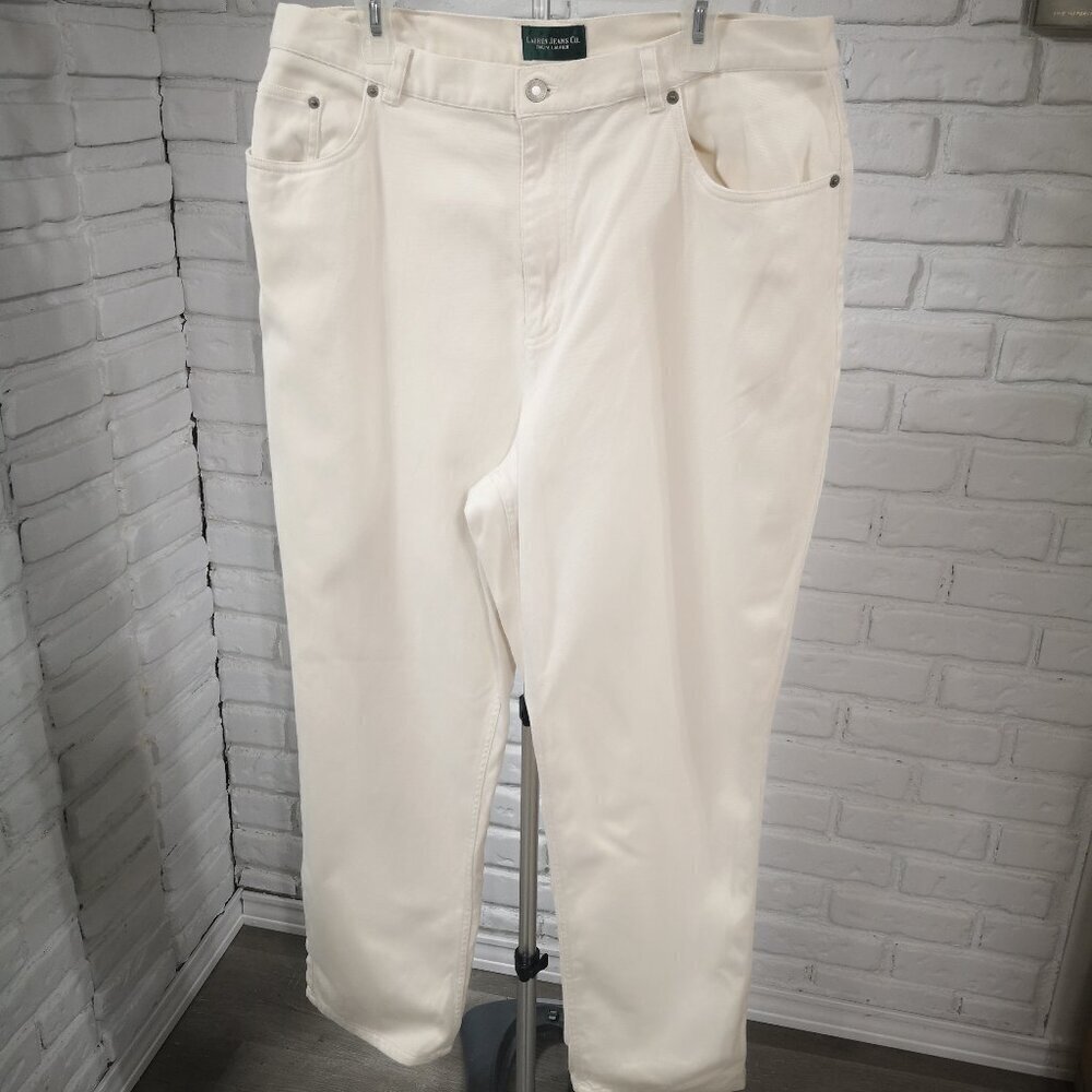 Lauren Jeans Co. Ralph Lauren Ladies Size 18W Cream Straight Leg Pants